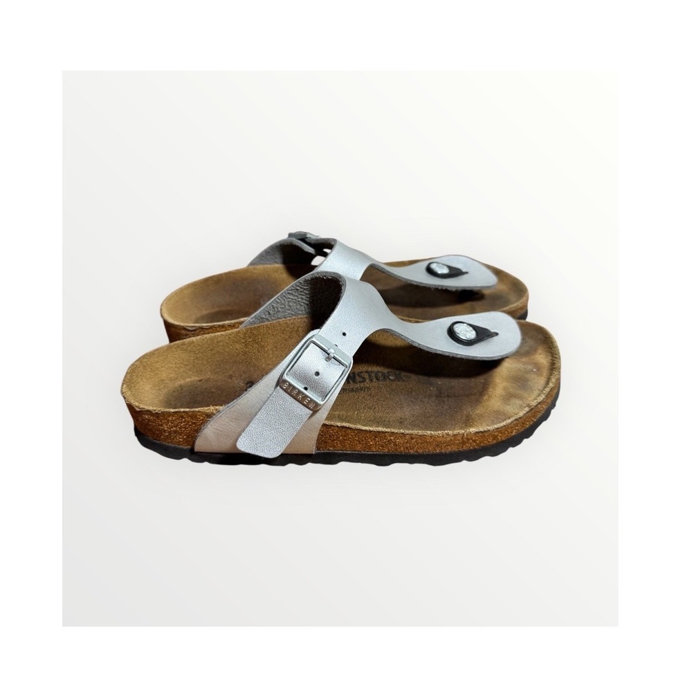 Birkenstock Gizeh Silver Metallic Birko-Flor Thong Sandals EU 36 US 5-5.5 Narrow